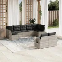 Set Divano da Giardino 9pz con Cuscini Grigio Chiaro Polyrattan 3252959