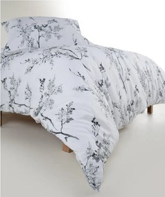 Set copripiumino e federa bianco/grigio in cotone renforcé per letto singolo 140x200 cm White Floral – Mila Home Luxury