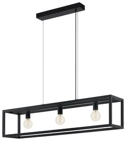 Lampadario A Sospensione Vintage Elswick Acciaio Nero 3 Luci E27