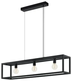 Lampadario A Sospensione Vintage Elswick Acciaio Nero 3 Luci E27