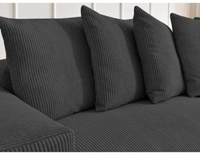 Divano angolare grigio scuro allungabile e con contenitore rivestito in velluto a coste Voltaire – Bobochic Paris