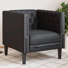 Poltrona Chesterfield Nera İn Similpelle /