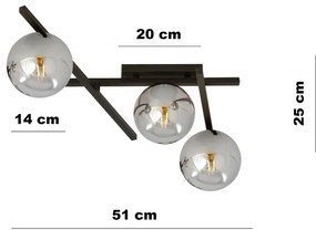 Lampadario da Soffitto in Acciaio e Vetro SMART 3 Nero 3xE14 Colore delle Sfere Grafite