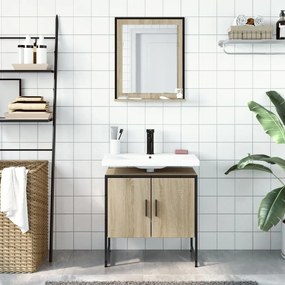 Set mobili da bagno 2 pz rovere sonoma in legno multistrato