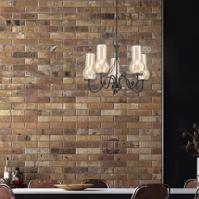 Brilagi - LED Lampadario a sospensione con catena COTTAGE 5xE14/40W/230V nero/marrone