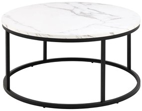 Tavolino rotondo bianco con piano effetto marmo ø 80 cm Spiro - Actona
