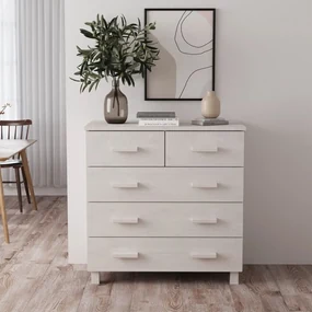 Credenza Hamar Bianca 79x40x80 Cm İn Legno Massello Di Pino /