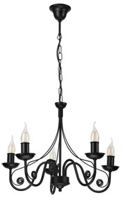 Lampadario a sospensione con catena DONATO 5xE14/40W/230V nero