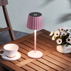 Lindby lampada da tavolo LED a batteria Esali, rosa, metallo, IP54