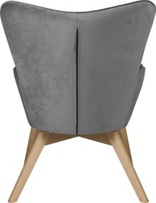 Poltrona grigia con rivestimento in velluto Niko – Ropez