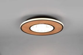Deacon plafoniera led metallo nero e inserto legno naturale dimmera...