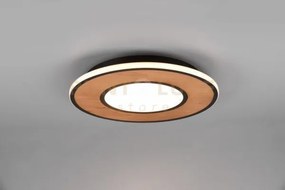 Plafoniera deacon led inserto legno naturale  dimmerabile con inter...