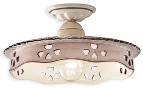 Plafoniera Classica Alessandria Ceramica Bianco Sfumato Oro Decorato 1 Luce E27
