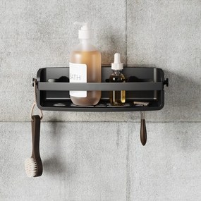 Mensola da bagno senza foratura nera in plastica Flex Adhesive – Umbra