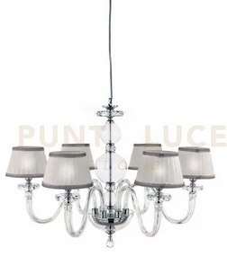 Lampadario bach 6 luci cristallo e finitura cromo attacco e14 con p...