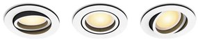 Set da 3 pezzi, faretto da incasso con fonte luminosa orientabile GU10 PHILIPS HUE bianco Luce cct da bianco caldo a bianco freddo