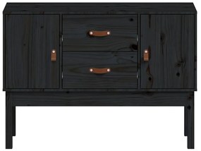 Credenza nera 110x40x78 cm in legno massello di pino