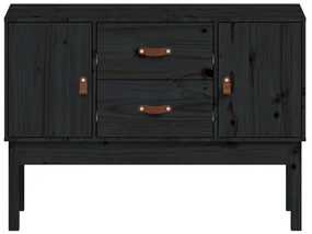 Credenza nera 110x40x78 cm in legno massello di pino