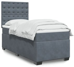 Giroletto A Molle Con Materasso Grigio Scuro 90x190 Cm Velluto /