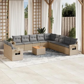 Set divani da giardino 12 pz con cuscini beige in polyrattan