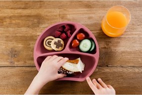 Piatto per bambini in silicone color mattone 19x20,5 cm Dusky Pink - Kindsgut