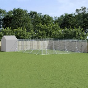 Cuccia Cani Da Esterno Tetto Argento 10x10x2,5m Acciaio Zincato /