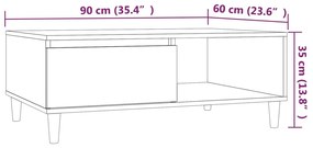 Tavolino da Salotto Rovere Marrone 90x60x35 cm in Truciolato