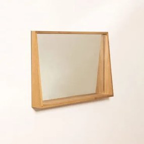 Specchio Da Parete Rettangolare Con Mensola In Mdf (50x80 Cm) Nurah Legno Naturale - Sklum