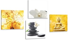 Set di quadri – Feng Shui in bianco e giallo