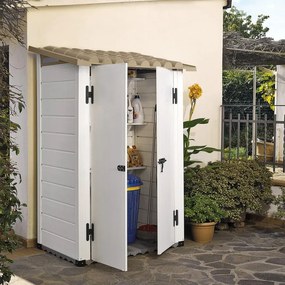 Casetta da giardino GAROFALO in pvc Tuscany Bianco/avorio con porta doppio battente, superficie totale 1.32 m² e spessore parete 20 mm