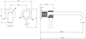 Parte esterna miscelatore lavabo a parete bocca lunga senza scarico black xl inciso 58089 gessi