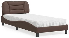 Letto con materasso marrone 80x200 cm in similpelle