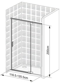 Porta doccia girevole Neo L 120 x H 200cm, Sp. 5 mm in vetro profilo cromo