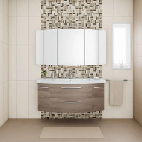 Mobile bagno con lavabo L 119 x H 48 x P 47 cm rovere terra, 2 ante 2 cassetti per vasca centrale Cassca
