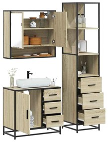 Set Mobili Da Bagno 3 Pz Rovere Sonoma İn Legno Multistrato /
