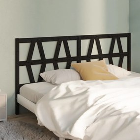 Testiera Per Letto Nera 206x4x100 Cm İn Legno Massello Di Pino /