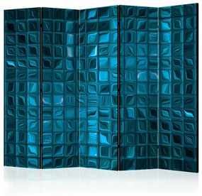 Paravento Mosaico Azzurro II (5-parti) - elegante composizione blu