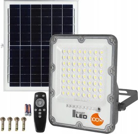 Proiettore solare dimmerabile a LED/100W/3,2V 5000K 10500 mAh IP65 nero + telecomando