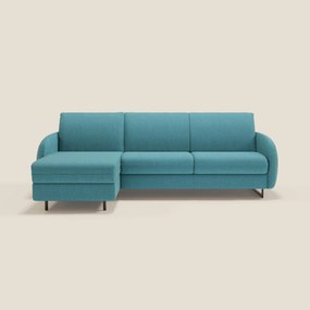 Ninfea Divano Letto Angolare con Penisola Contenitore e Materasso H18 cm - piedini in metallo e Tessuto impermeabile T03