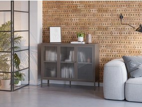 Vetrina grigia in metallo 121x90x40 cm Layna – Marckeric