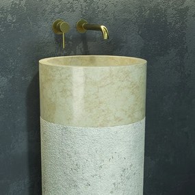 Lavabo da terra con doppia texture color crema altezza 90cm | Litos-BC40 - KAMALU