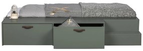 Letto per bambini in legno di pino verde-grigio con contenitore 80x200 cm Stage - vtwonen