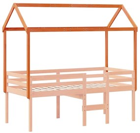 Tetto letto bambini marrone cera 207x80,5x151,5cm massello pino