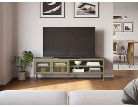 Mobile TV verde in metallo 160x50x35 cm Fayna – Marckeric