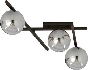 Lampadario da Soffitto in Acciaio e Vetro SMART 3 Nero 3xE14