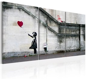 Quadro C'è ancora speranza (Banksy)  trittico  Colore Rosso, Dimensioni e Misure 120x60