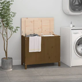 Contenitore Per Bucato Ambra 88,5x44x76 Cm Legno Massello Pino /