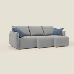Flexar divano con 3 sedute allungabili schienale in piuma d'oca in bouclé impermeabile T07 grigio - blu