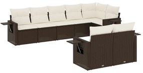 Set divani da giardino 8 pz con cuscini marrone in polyrattan