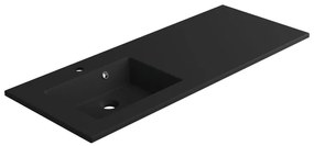 Lavabo a incasso rettangolare vasca a sinistra Neo L 121 x H 11.2 x P 48.5 cm in composito minerale di resina gelificata nero opaco